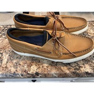 Sebago Docksides Tan Leather Boat Shoes Lace Up Men's US Size 13